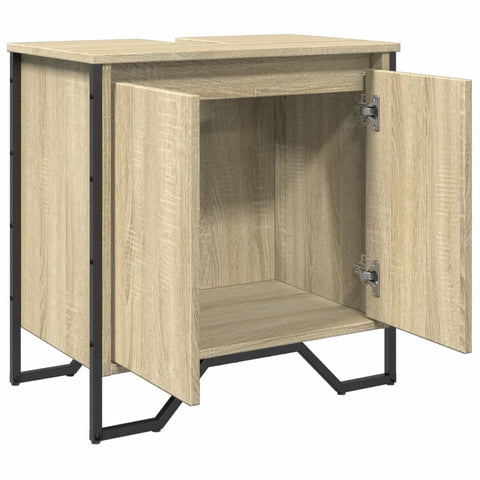 vidaXL Waschbeckenunterschrank Sonoma-Eiche 60x35x60 cm Holzwerkstoff