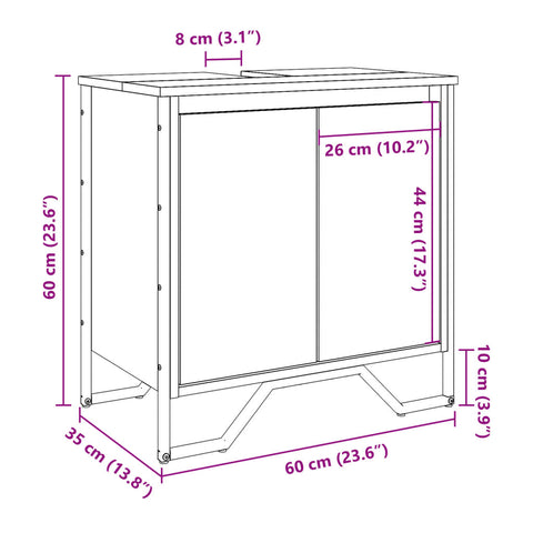 vidaXL Waschbeckenunterschrank Sonoma-Eiche 60x35x60 cm Holzwerkstoff