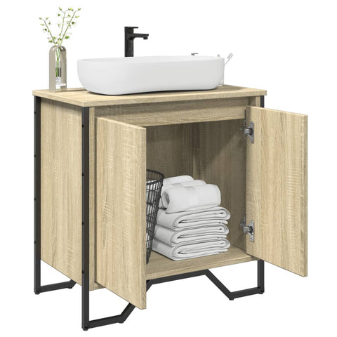 vidaXL Waschbeckenunterschrank Sonoma-Eiche 60x35x60 cm Holzwerkstoff