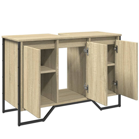 vidaXL Waschbeckenunterschrank Sonoma-Eiche 91x35x60 cm Holzwerkstoff