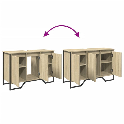 vidaXL Waschbeckenunterschrank Sonoma-Eiche 91x35x60 cm Holzwerkstoff