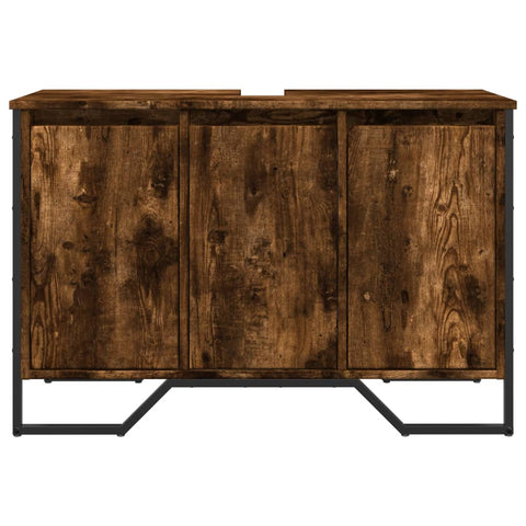 vidaXL Waschbeckenunterschrank Räuchereiche 91x35x60 cm Holzwerkstoff