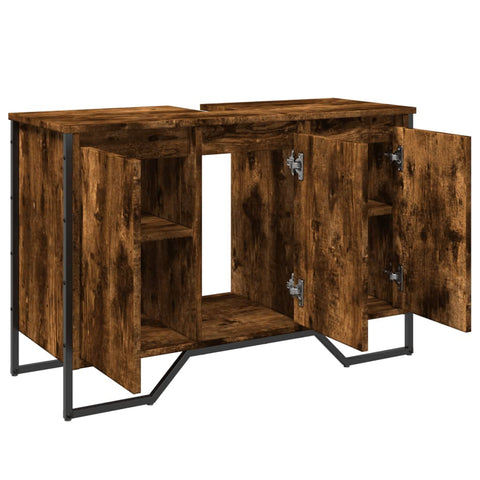 vidaXL Waschbeckenunterschrank Räuchereiche 91x35x60 cm Holzwerkstoff