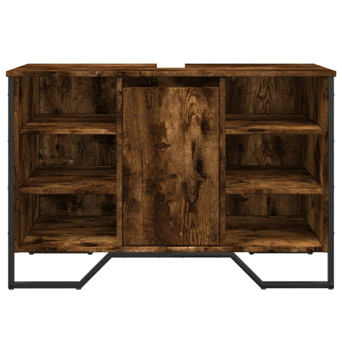 vidaXL Waschbeckenunterschrank Räuchereiche 91x35x60 cm Holzwerkstoff