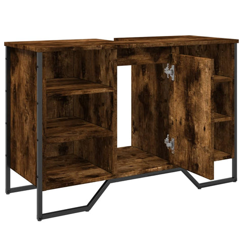 vidaXL Waschbeckenunterschrank Räuchereiche 91x35x60 cm Holzwerkstoff