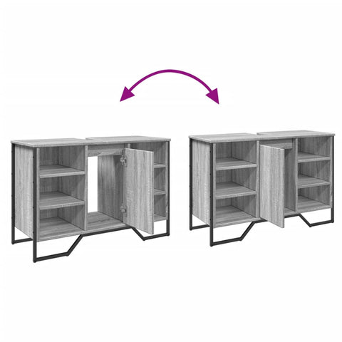vidaXL Waschbeckenunterschrank Grau Sonoma 91x35x60 cm Holzwerkstoff