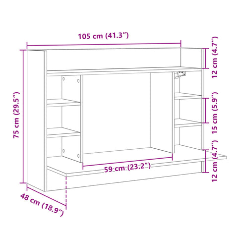 vidaXL Wand-Schreibtisch Weiß 105x48x75 cm Holzwerkstoff