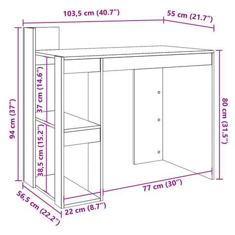 vidaXL Schreibtisch Schwarz 103,5x56,5x94 cm Holzwerkstoff