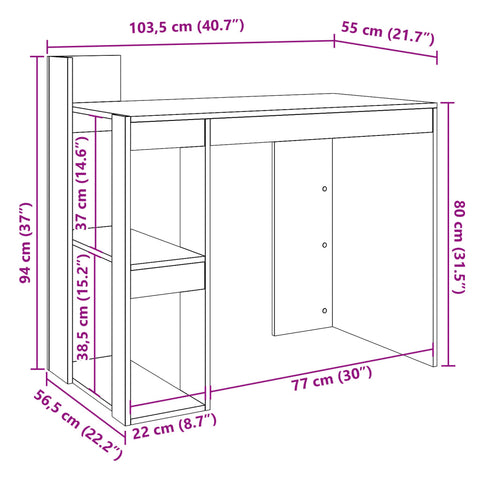 vidaXL Schreibtisch Räuchereiche 103,5x56,5x94 cm Holzwerkstoff