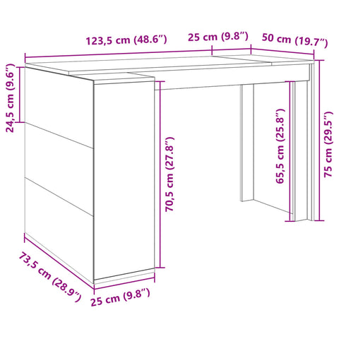 vidaXL Schreibtisch Weiß 123,5x73,5x75 cm Holzwerkstoff