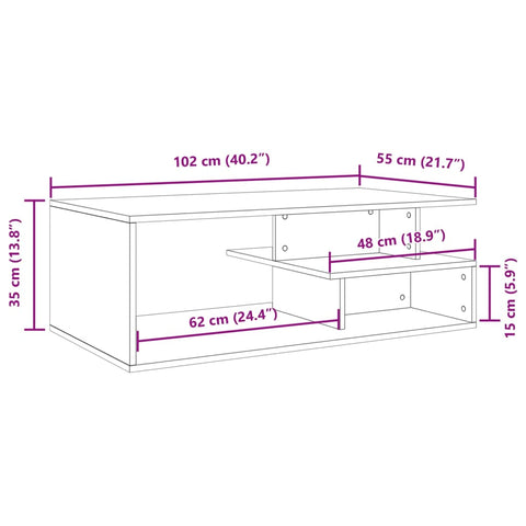 vidaXL Couchtisch Weiß 102x55x35 cm Holzwerkstoff