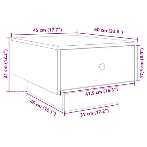 vidaXL Couchtisch Sonoma-Eiche 60x45x31 cm Holzwerkstoff