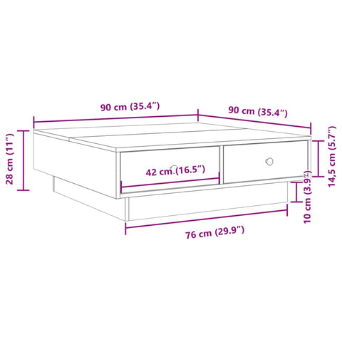 vidaXL Couchtisch Schwarz 90x90x28 cm Holzwerkstoff