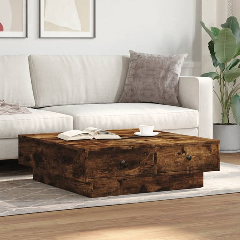 vidaXL Couchtisch Räuchereiche 90x90x28 cm Holzwerkstoff