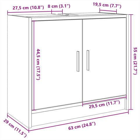 vidaXL Waschbeckenunterschrank Weiß 63x29x55 cm Holzwerkstoff