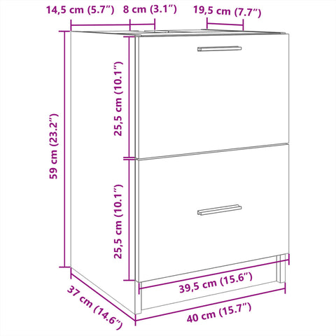 vidaXL Waschbeckenunterschrank Weiß 40x37x59 cm Holzwerkstoff