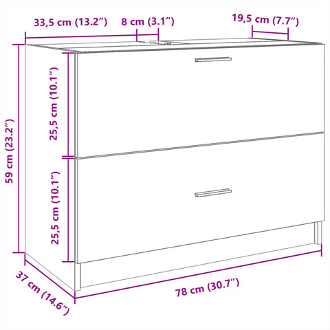 vidaXL Waschbeckenunterschrank Weiß 78x37x59 cm Holzwerkstoff