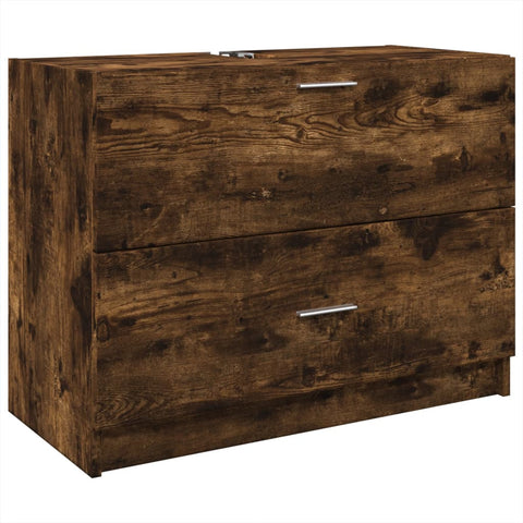 vidaXL Waschbeckenunterschrank Räuchereiche 78x37x59 cm Holzwerkstoff