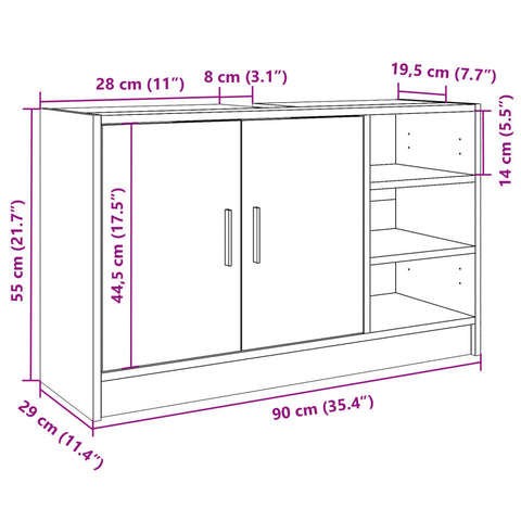 vidaXL Waschbeckenunterschrank Weiß 90x29x55 cm Holzwerkstoff