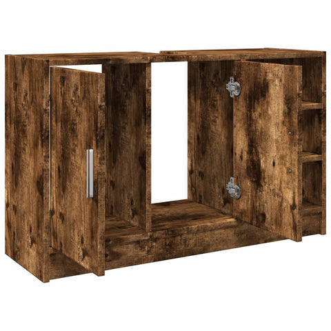 vidaXL Waschbeckenunterschrank Räuchereiche 90x29x55 cm Holzwerkstoff