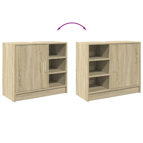 vidaXL Waschbeckenunterschrank Sonoma-Eiche 63x29x55 cm Holzwerkstoff