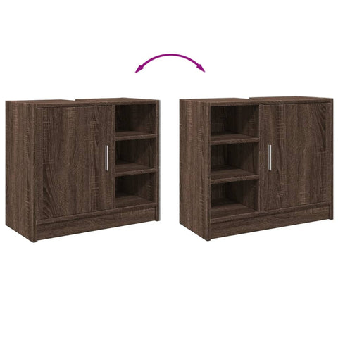 vidaXL Waschbeckenschrank Braun Eichen-Optik 63x29x55 cm Holzwerkstoff