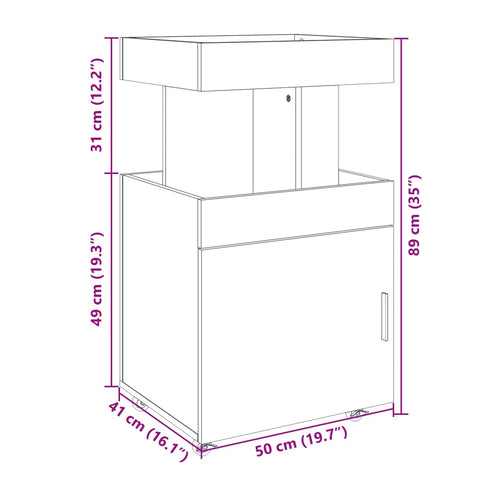 vidaXL Barwagen Betongrau 50x41x89 cm Holzwerkstoff