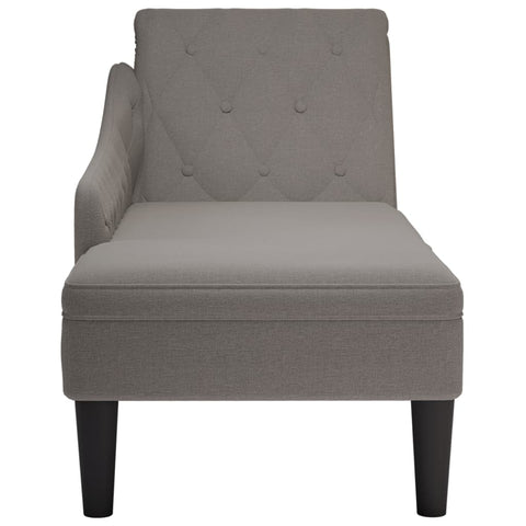 Chaiselongue mit Kissen und Rechter Armlehne Taupe Stoff