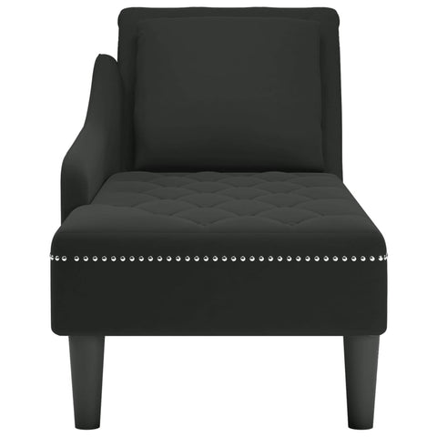 Chaiselongue mit Kissen und Rechter Armlehne Schwarz Samt