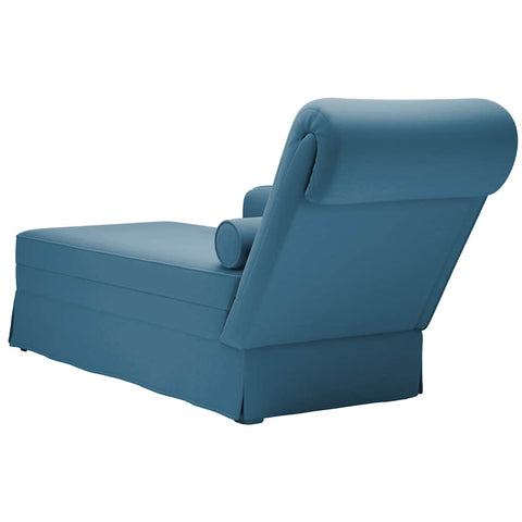 Chaiselongue mit Nackenrolle und Rechter Armlehne Blau Samt