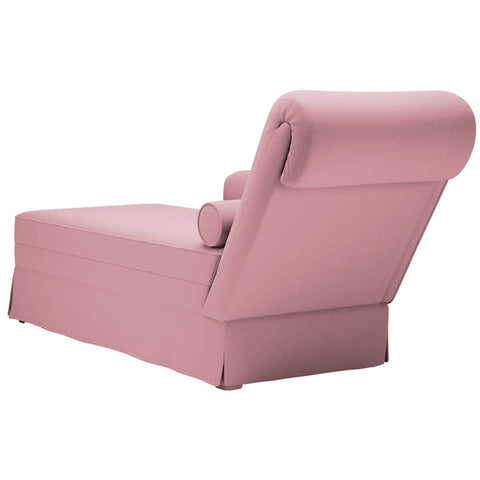 Chaiselongue mit Nackenrolle und Rechter Armlehne Rosa Samt