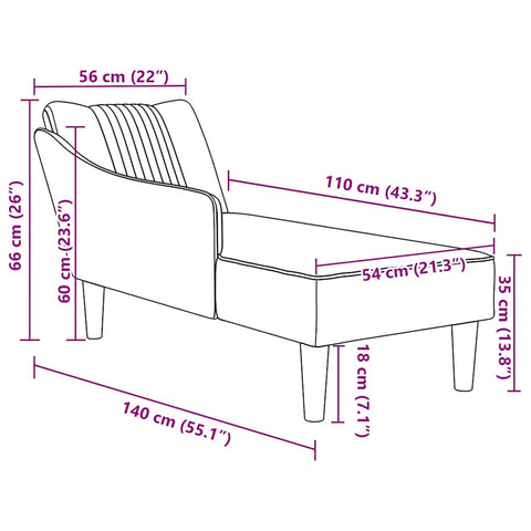 Chaiselongue mit Rechter Armlehne Dunkelgrau Stoff