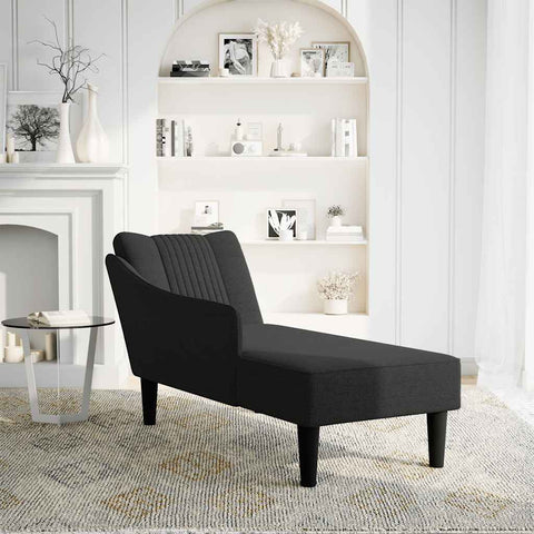 Chaiselongue mit Rechter Armlehne Schwarz Stoff