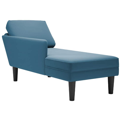 Chaiselongue mit Kissen und Rechter Armlehne Blau Samt