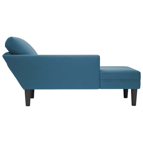 Chaiselongue mit Kissen und Rechter Armlehne Blau Samt