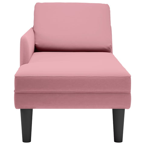 Chaiselongue mit Kissen und Rechter Armlehne Rosa Samt