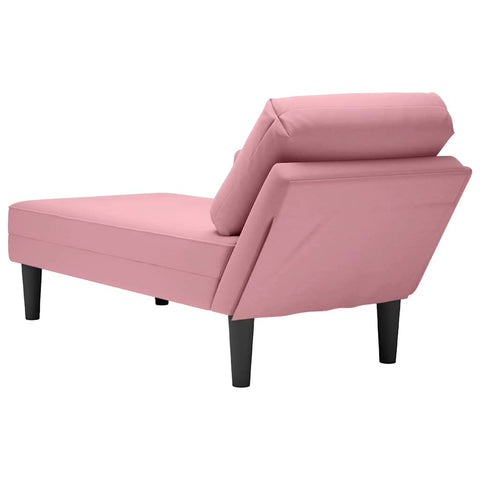 Chaiselongue mit Kissen und Rechter Armlehne Rosa Samt