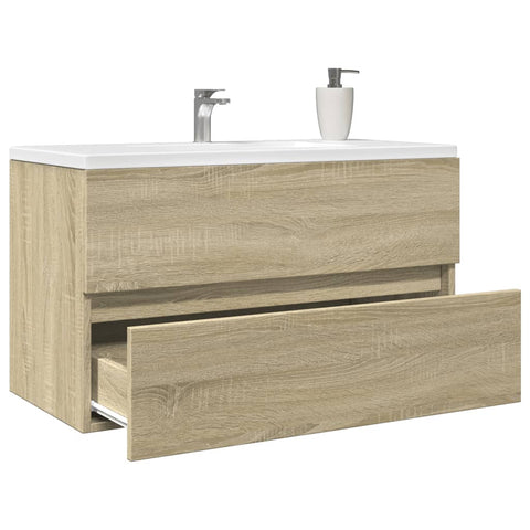 vidaXL Waschbeckenunterschrank Sonoma-Eiche 80x38,5x45cm Holzwerkstoff