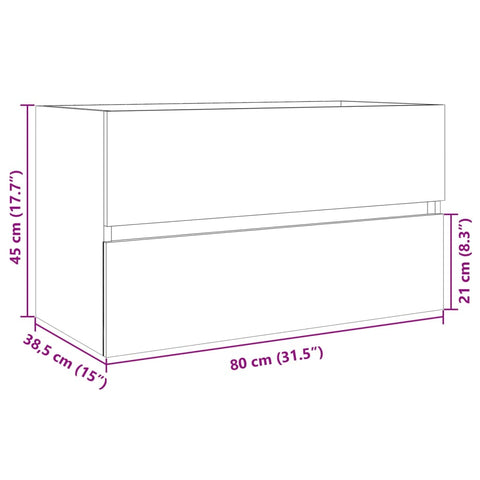 vidaXL Waschbeckenunterschrank Sonoma-Eiche 80x38,5x45cm Holzwerkstoff