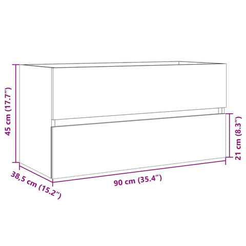 vidaXL Waschbeckenunterschrank Sonoma-Eiche 90x38,5x45cm Holzwerkstoff