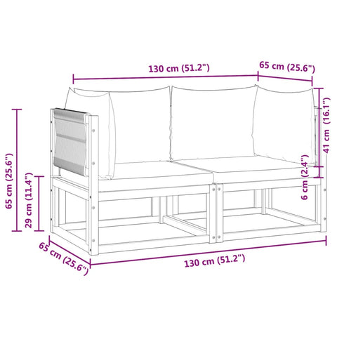 vidaXL Garten-Ecksofas mit Kissen 2 Stk. Massivholz Akazie