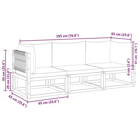 vidaXL 3-tlg. Garten-Sofagarnitur mit Kissen Massivholz Akazie