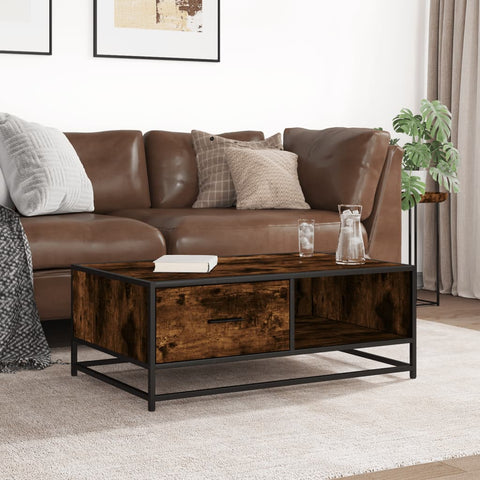 vidaXL Couchtisch Räuchereiche 90x57x35 cm Holzwerkstoff und Metall