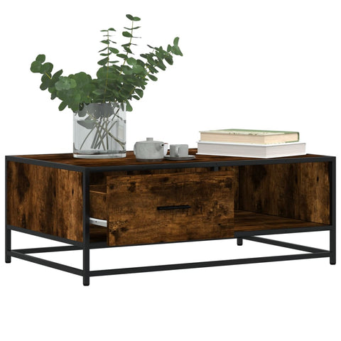 vidaXL Couchtisch Räuchereiche 90x57x35 cm Holzwerkstoff und Metall