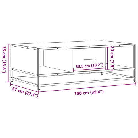 vidaXL Couchtisch Schwarz 100x57x35 cm Holzwerkstoff und Metall