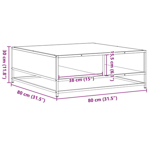 vidaXL Couchtisch Sonoma-Eiche 80x80x30 cm Holzwerkstoff und Metall