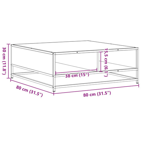 vidaXL Couchtisch Räuchereiche 80x80x30 cm Holzwerkstoff und Metall