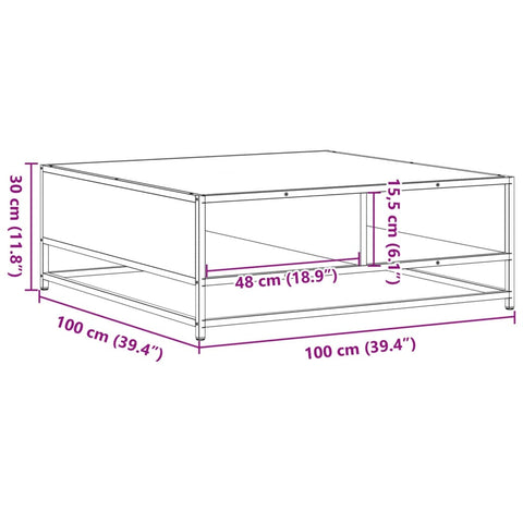 vidaXL Couchtisch Schwarz 100x100x30 cm Holzwerkstoff und Metall