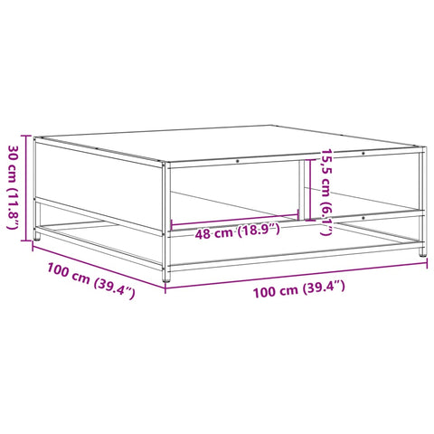 vidaXL Couchtisch Sonoma-Eiche 100x100x30 cm Holzwerkstoff und Metall