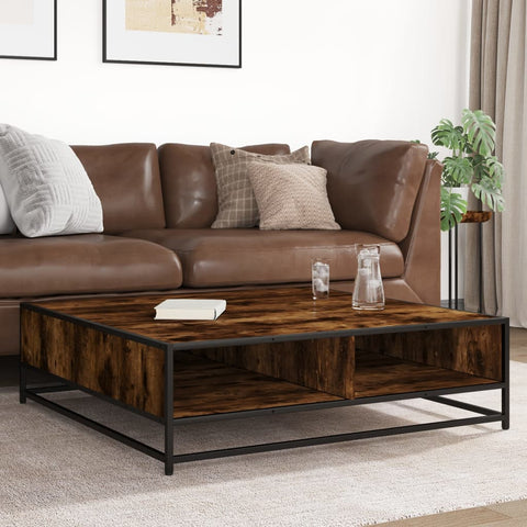 vidaXL Couchtisch Räuchereiche 100x100x30 cm Holzwerkstoff und Metall